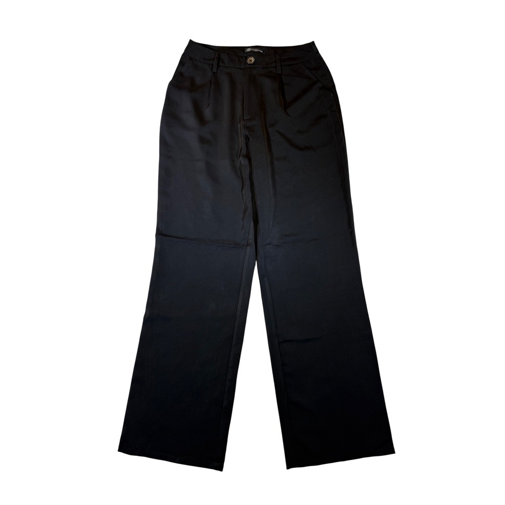 Versona Modern Wide Leg Trousers Black High Rise Pleated Dress Pants Womens 6